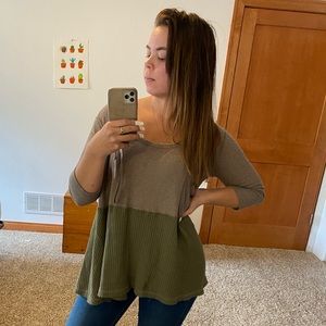 We The Free Waffle Knit Tunic Top